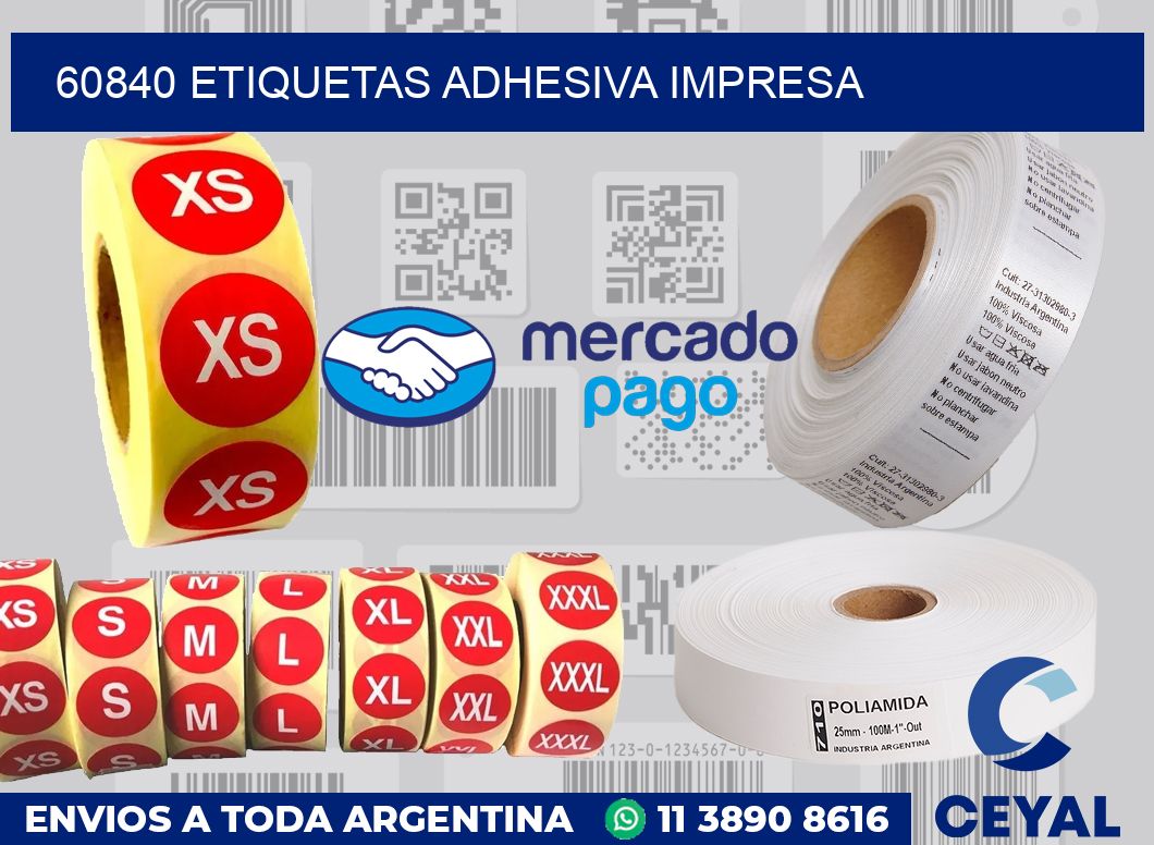 60840 etiquetas adhesiva impresa