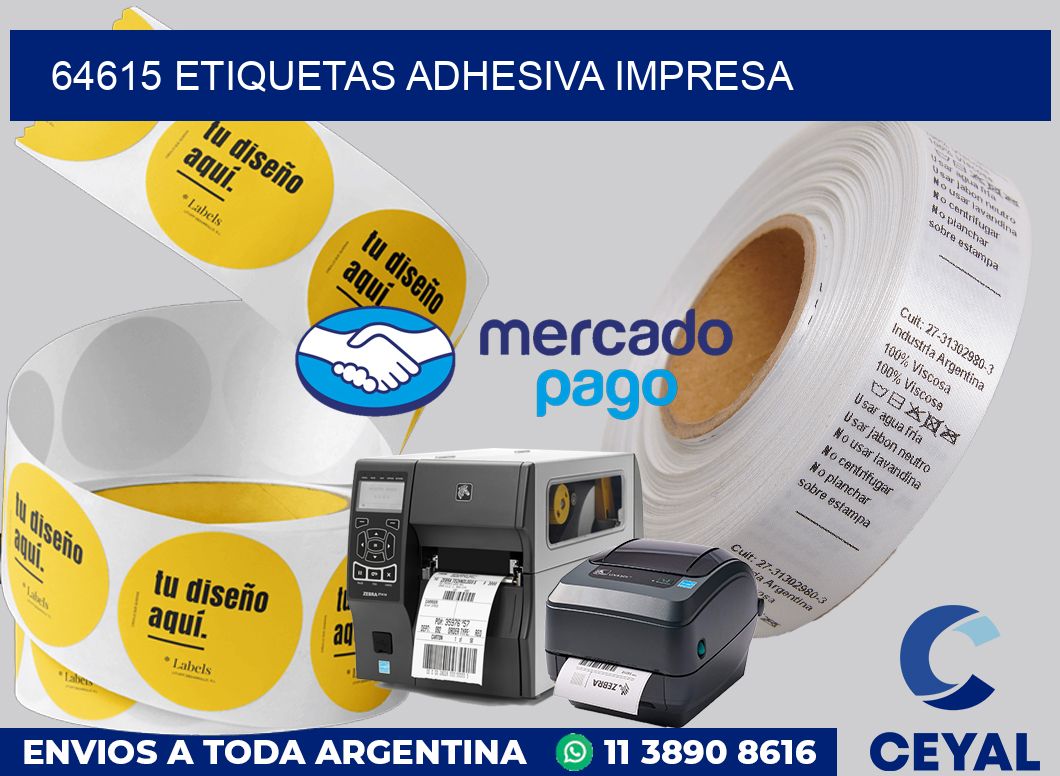64615 etiquetas adhesiva impresa