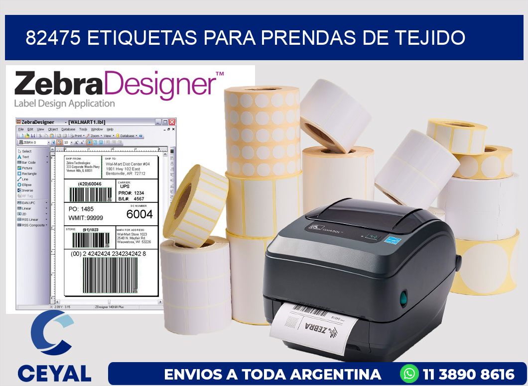 82475 Etiquetas para prendas de tejido