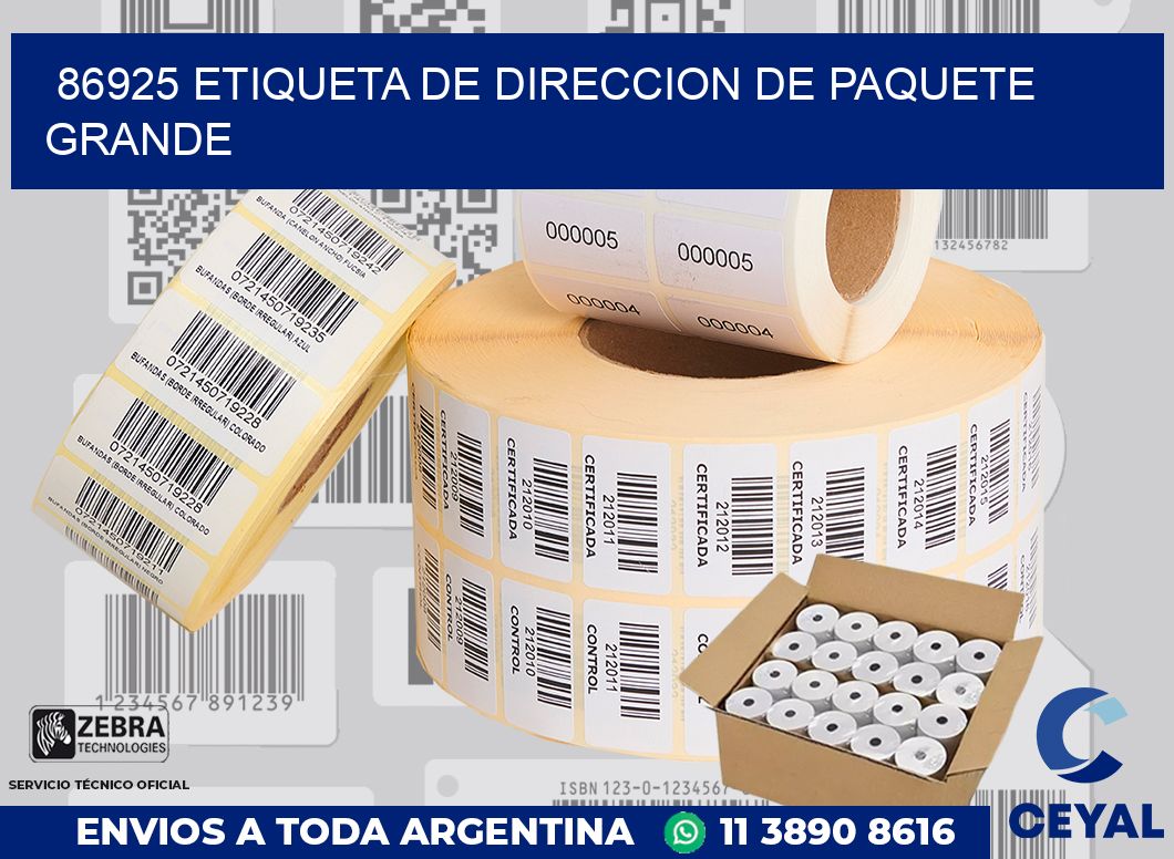 86925 Etiqueta de direccion de paquete grande
