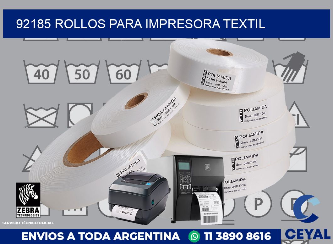 92185 rollos para impresora textil