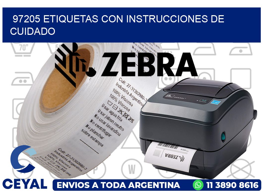 97205 Etiquetas con instrucciones de cuidado