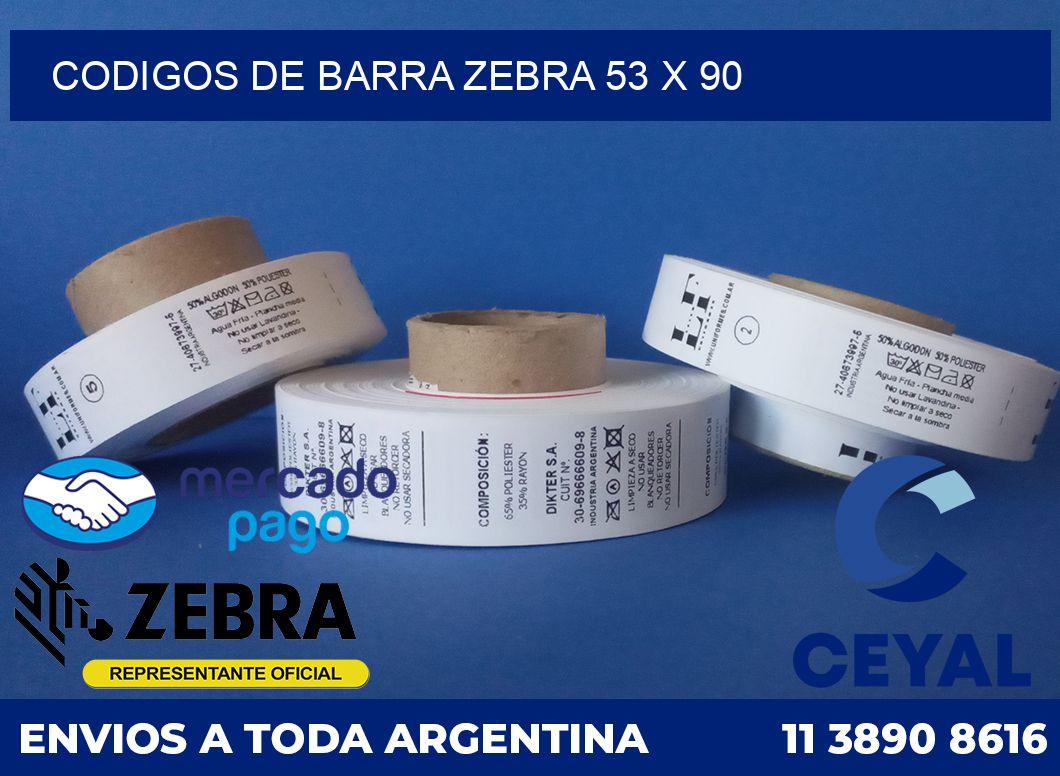 Codigos de barra Zebra 53 x 90