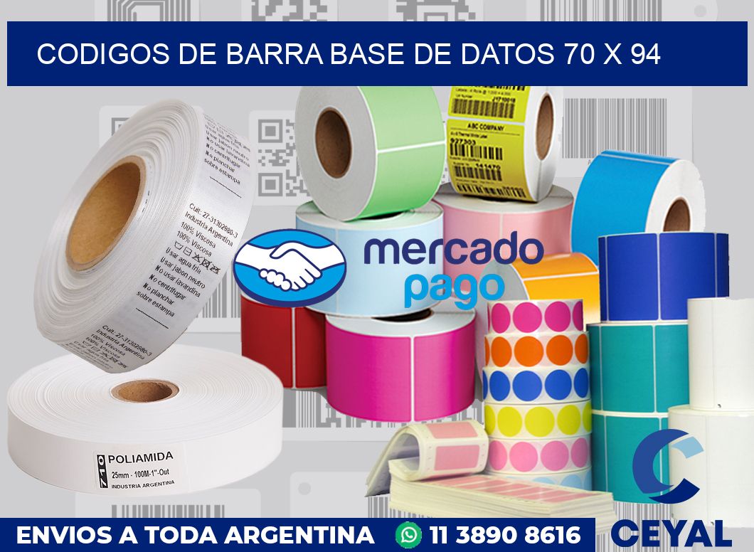 Codigos de barra base de datos 70 x 94