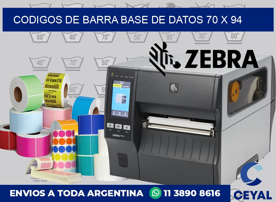 Codigos de barra base de datos 70 x 94