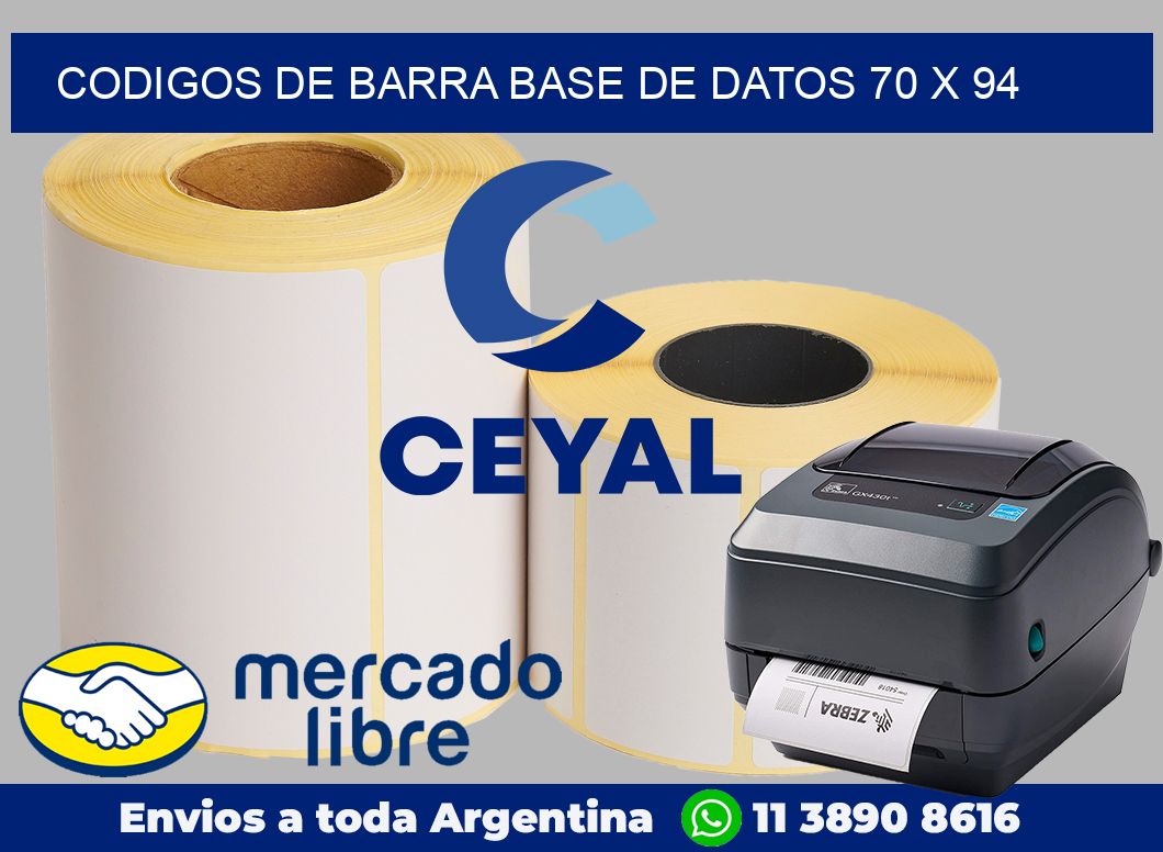 Codigos de barra base de datos 70 x 94
