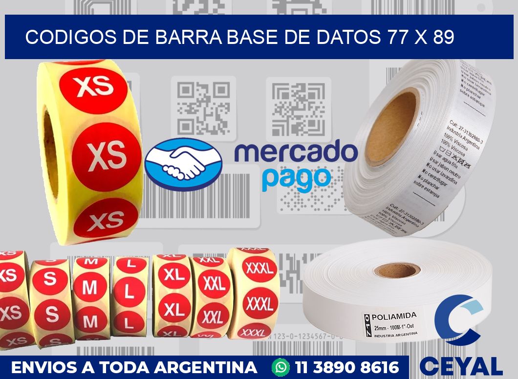 Codigos de barra base de datos 77 x 89
