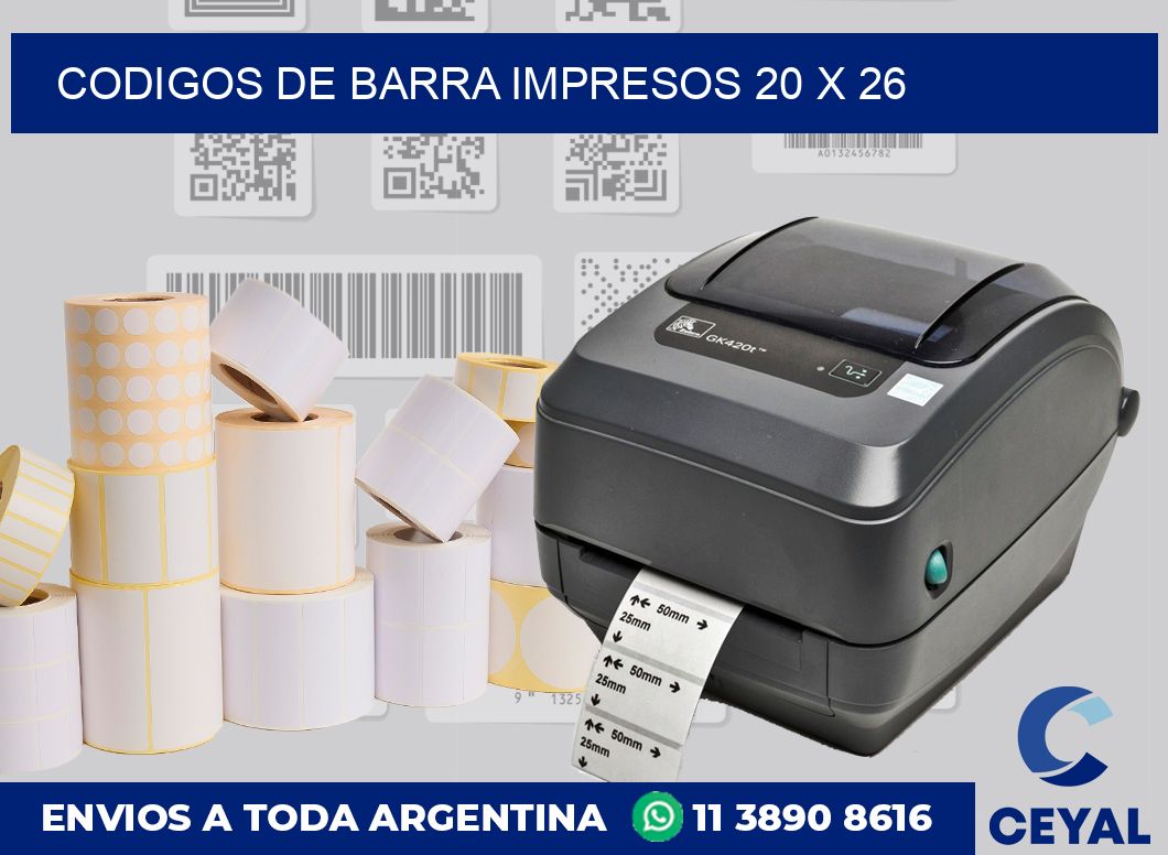 Codigos de barra impresos 20 x 26