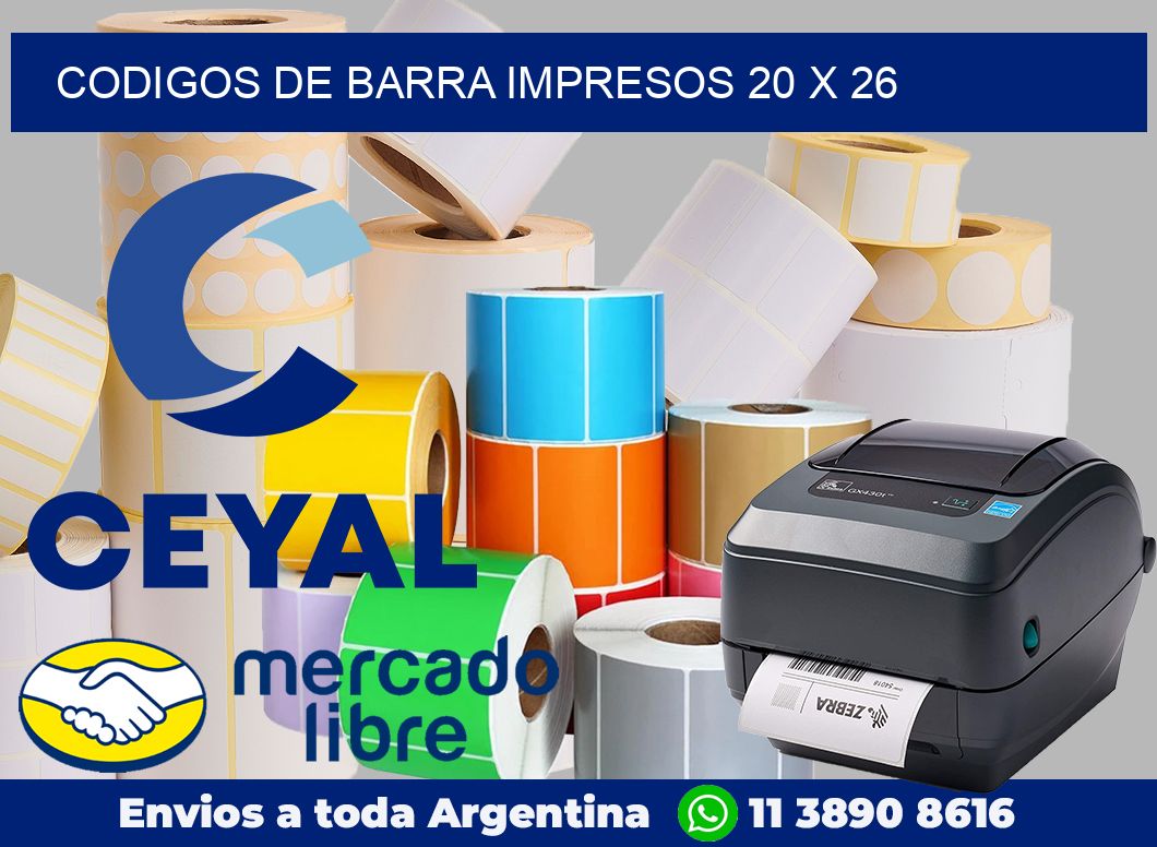 Codigos de barra impresos 20 x 26