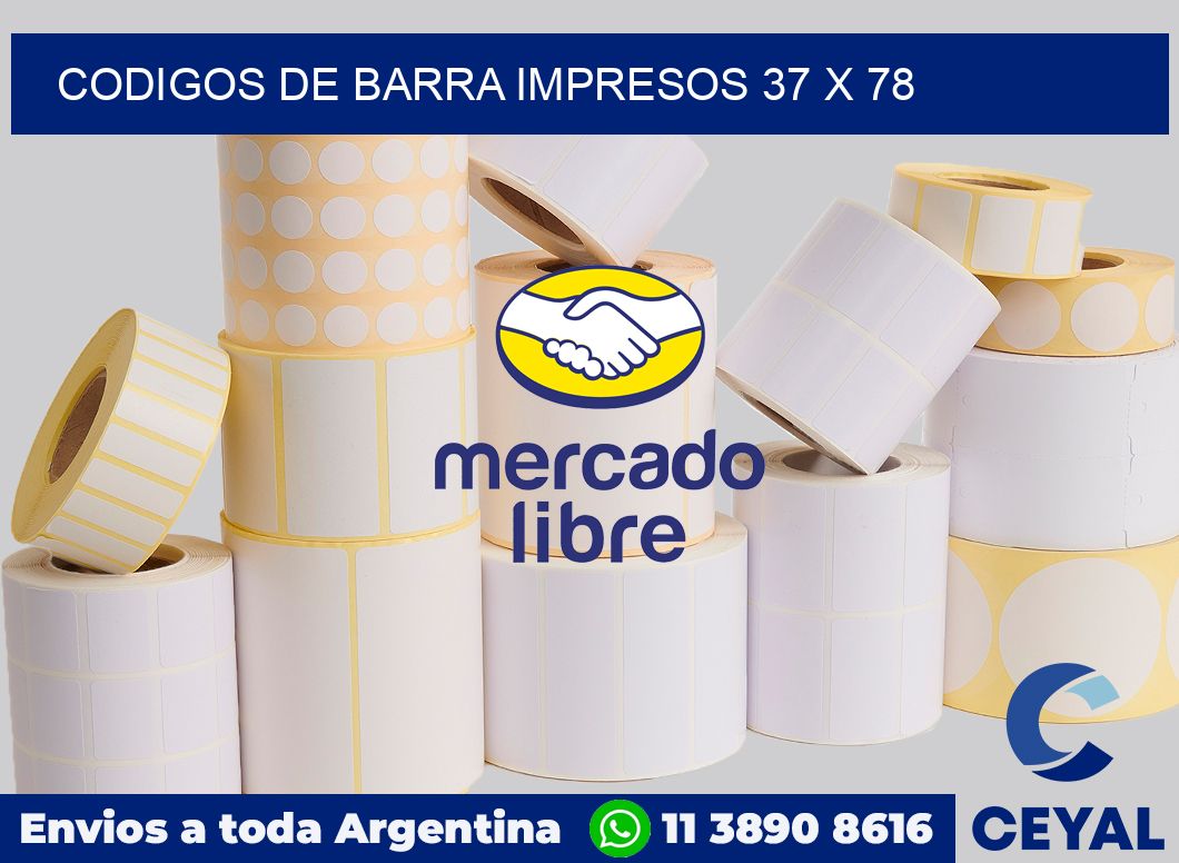 Codigos de barra impresos 37 x 78