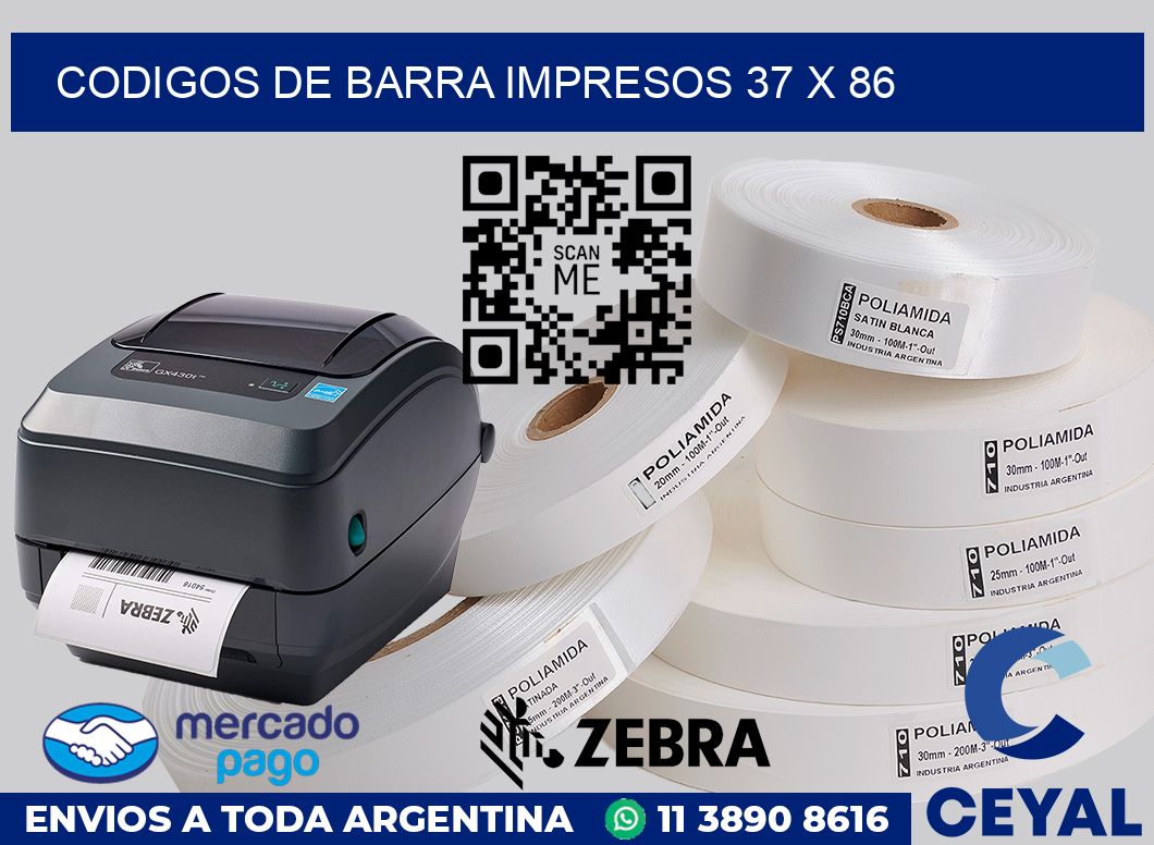 Codigos de barra impresos 37 x 86