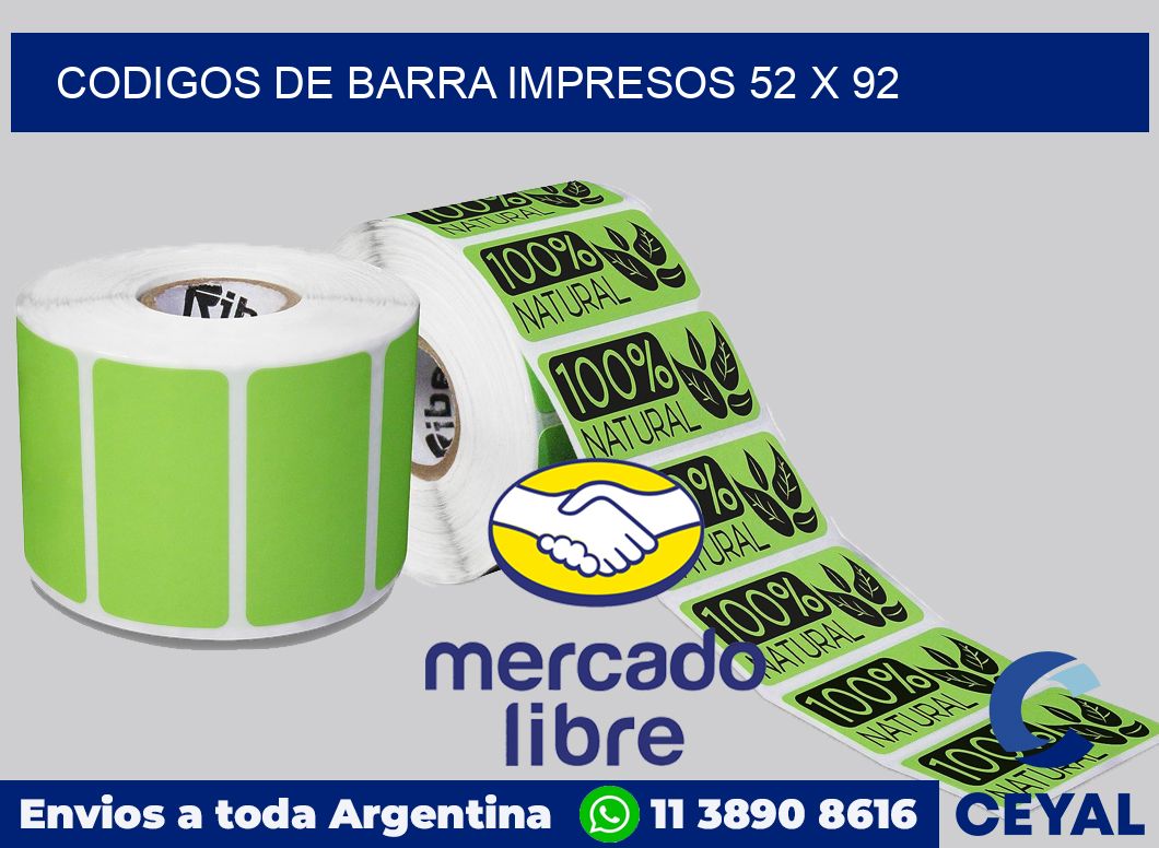 Codigos de barra impresos 52 x 92