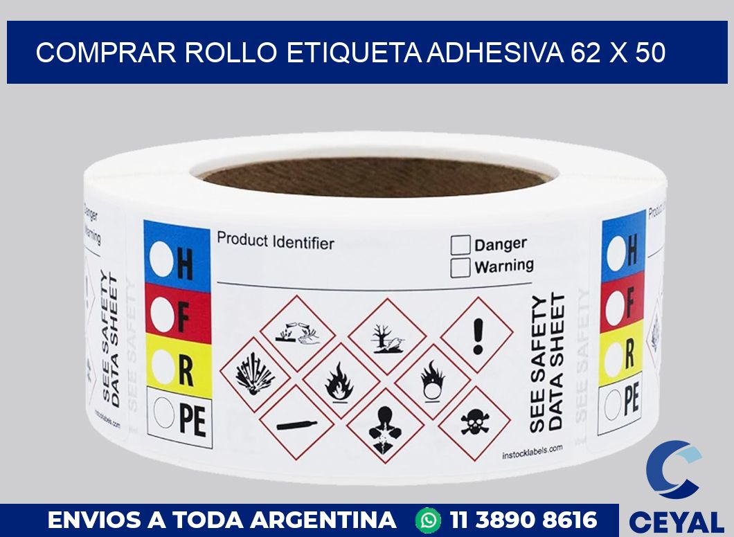 Comprar rollo etiqueta adhesiva 62 x 50