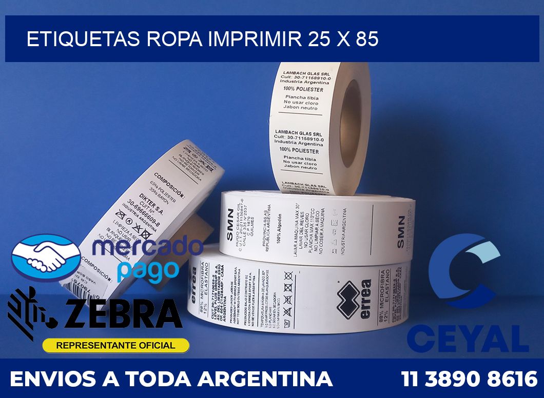 Etiquetas ropa imprimir 25 x 85