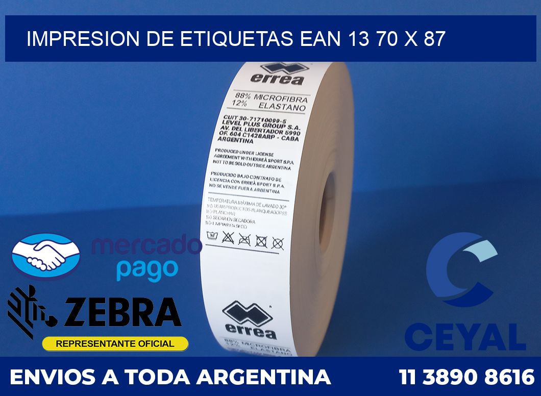 Impresion de etiquetas EAN 13 70 x 87