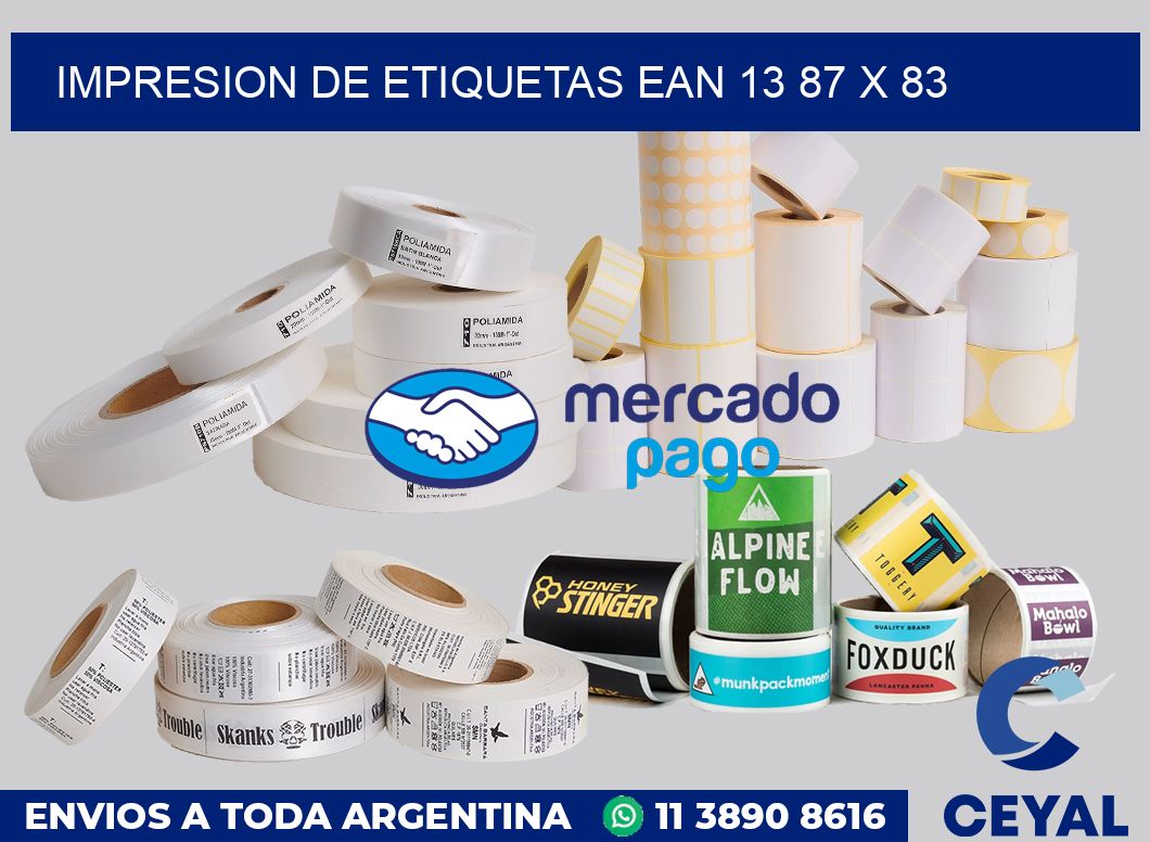 Impresion de etiquetas EAN 13 87 x 83