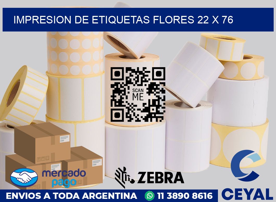 Impresion de etiquetas Flores 22 x 76