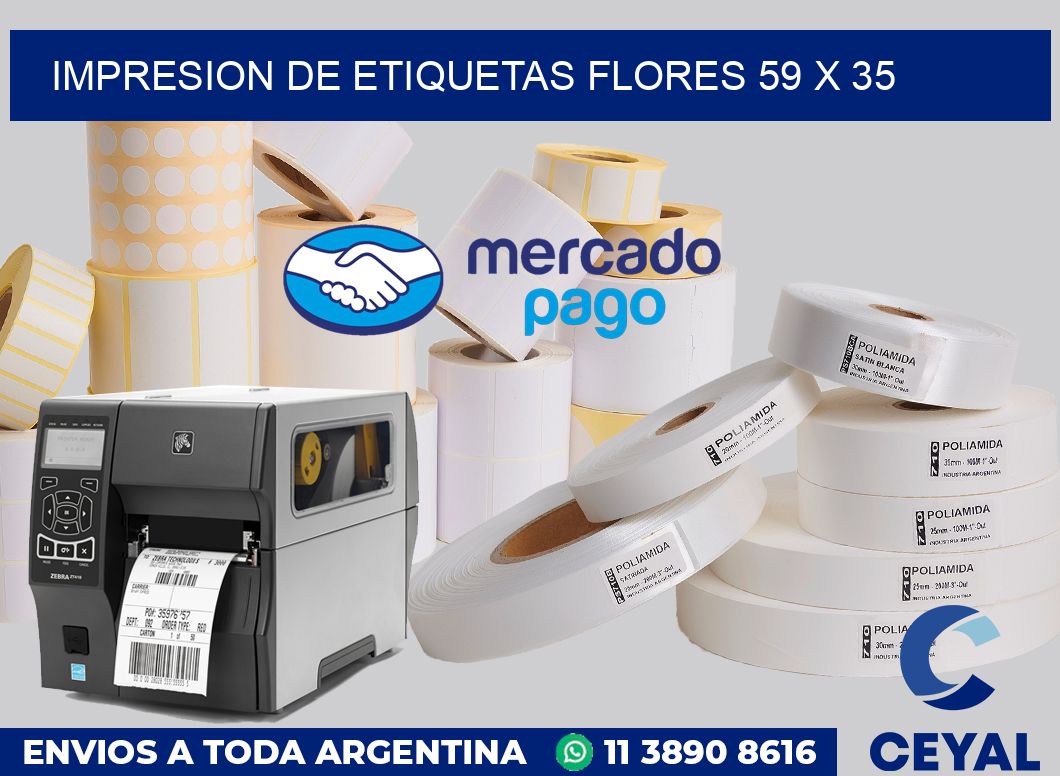 Impresion de etiquetas Flores 59 x 35