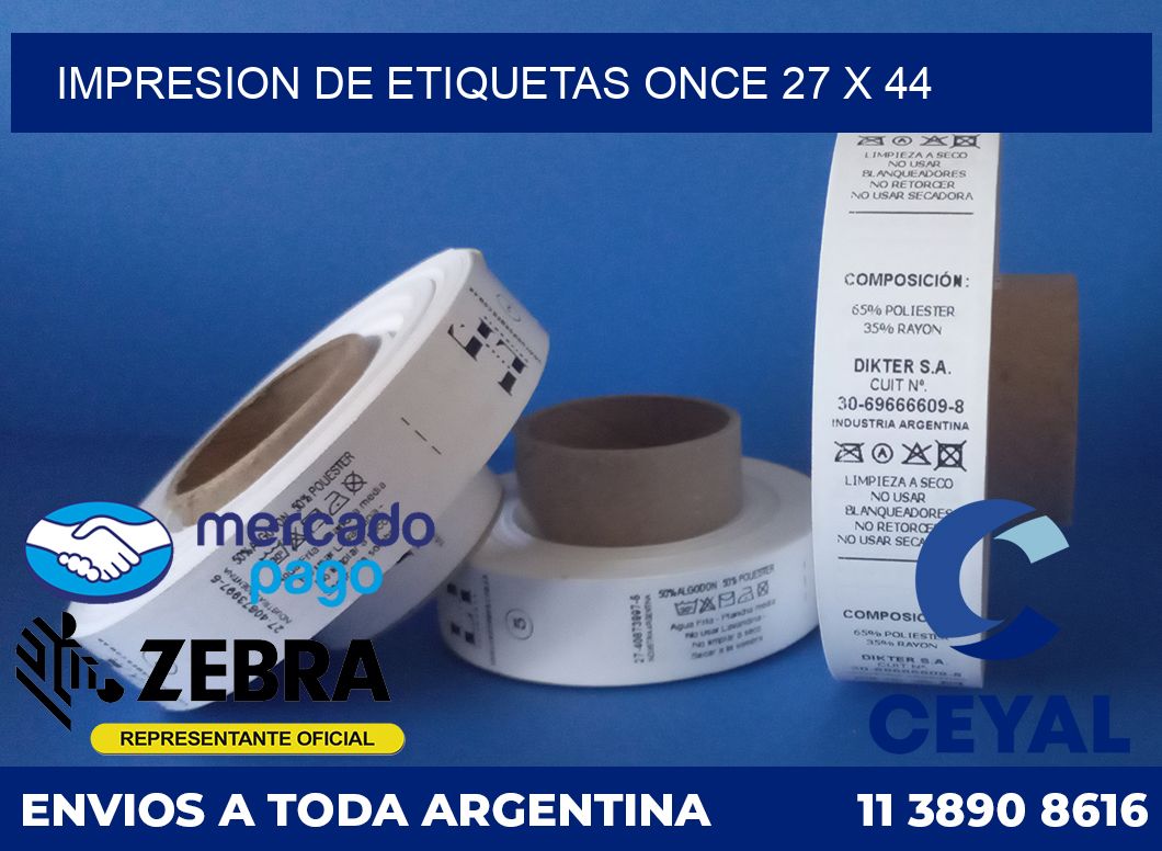 Impresion de etiquetas Once 27 x 44
