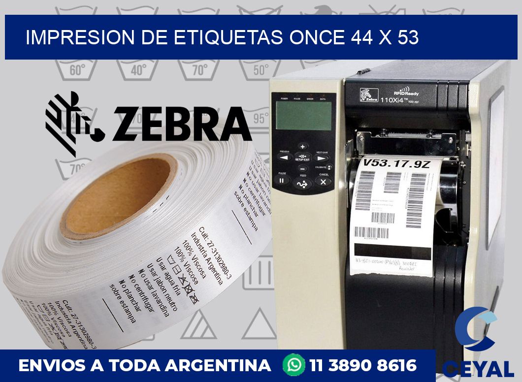 Impresion de etiquetas Once 44 x 53