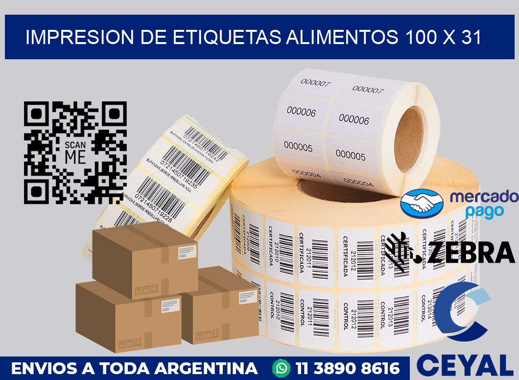 Impresion de etiquetas alimentos 100 x 31
