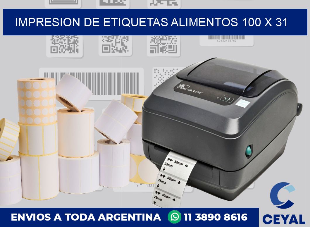 Impresion de etiquetas alimentos 100 x 31