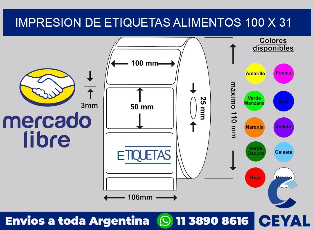 Impresion de etiquetas alimentos 100 x 31