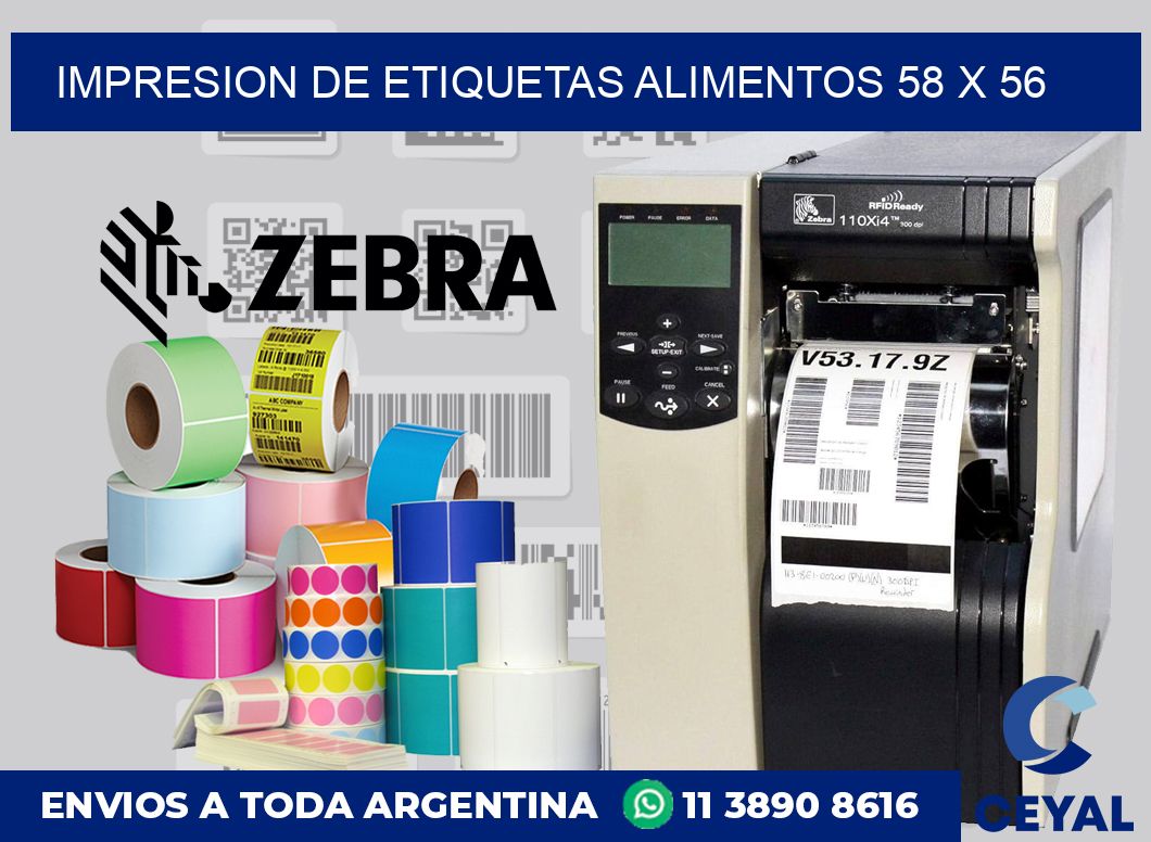 Impresion de etiquetas alimentos 58 x 56
