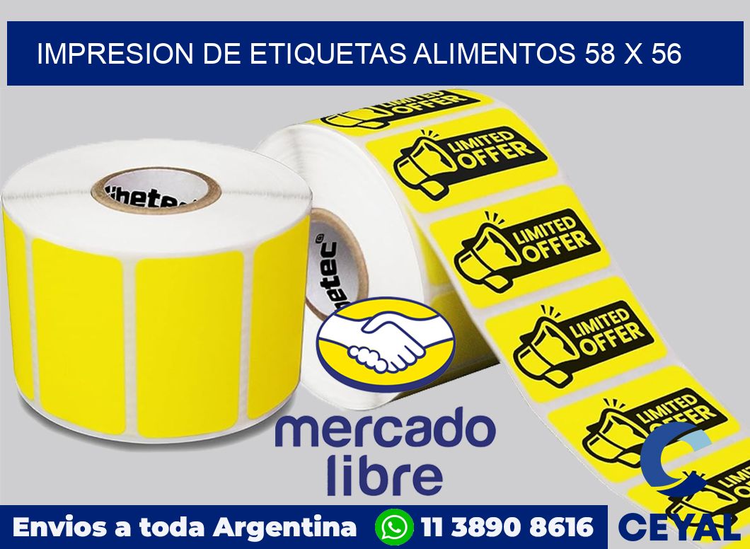 Impresion de etiquetas alimentos 58 x 56