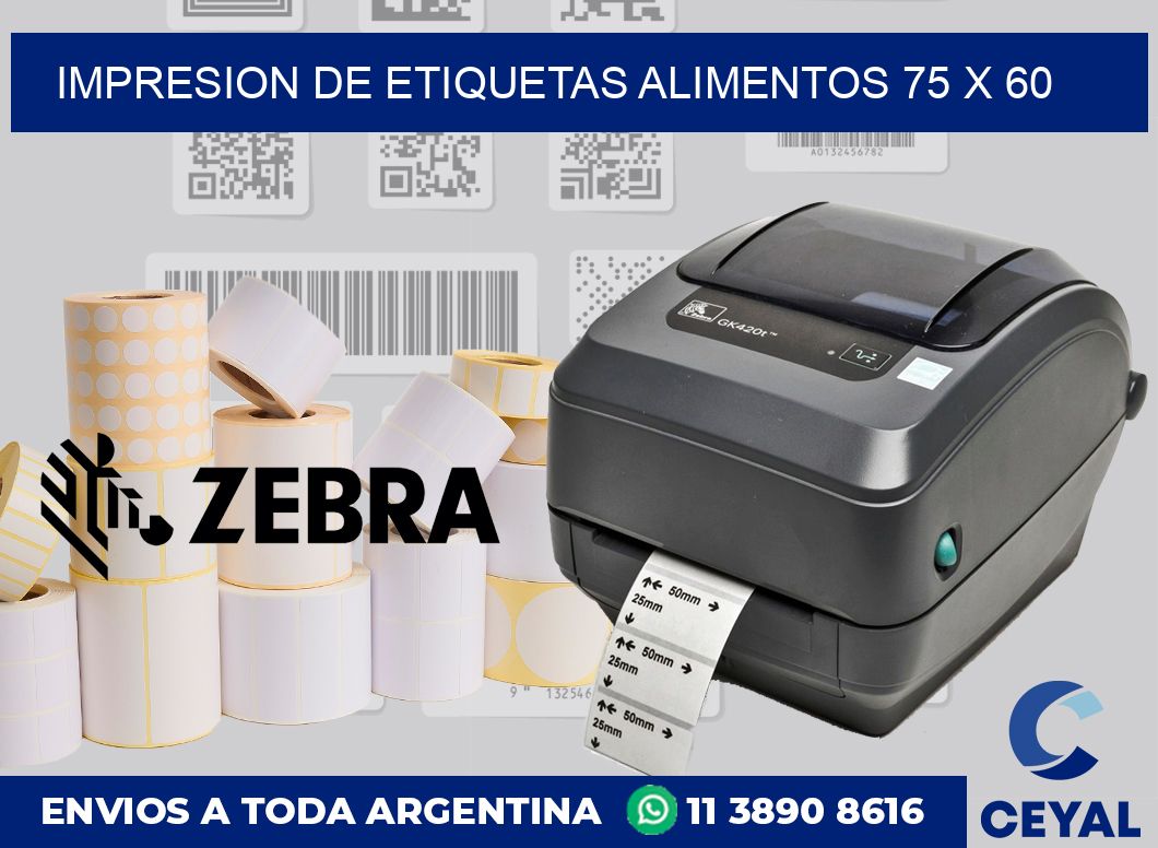 Impresion de etiquetas alimentos 75 x 60