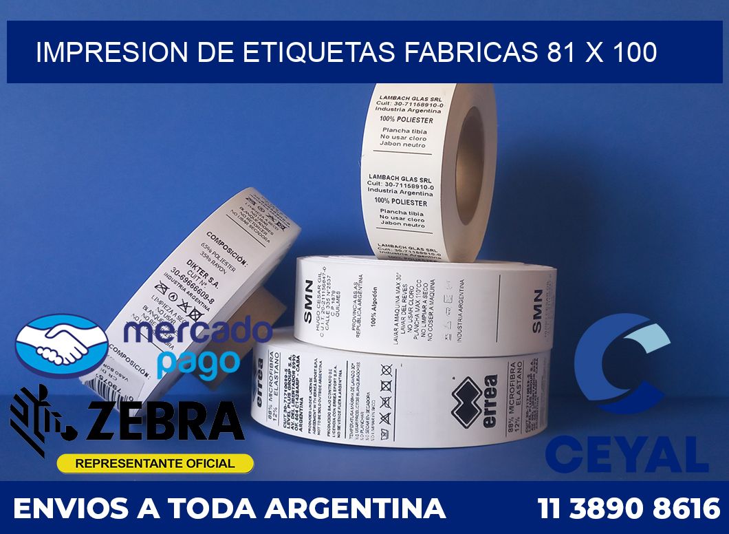 Impresion de etiquetas fabricas 81 x 100