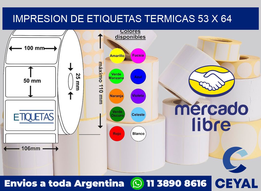 Impresion de etiquetas termicas 53 x 64
