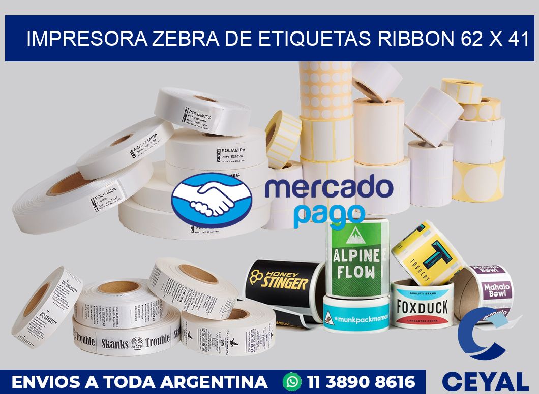 Impresora Zebra de etiquetas ribbon 62 x 41