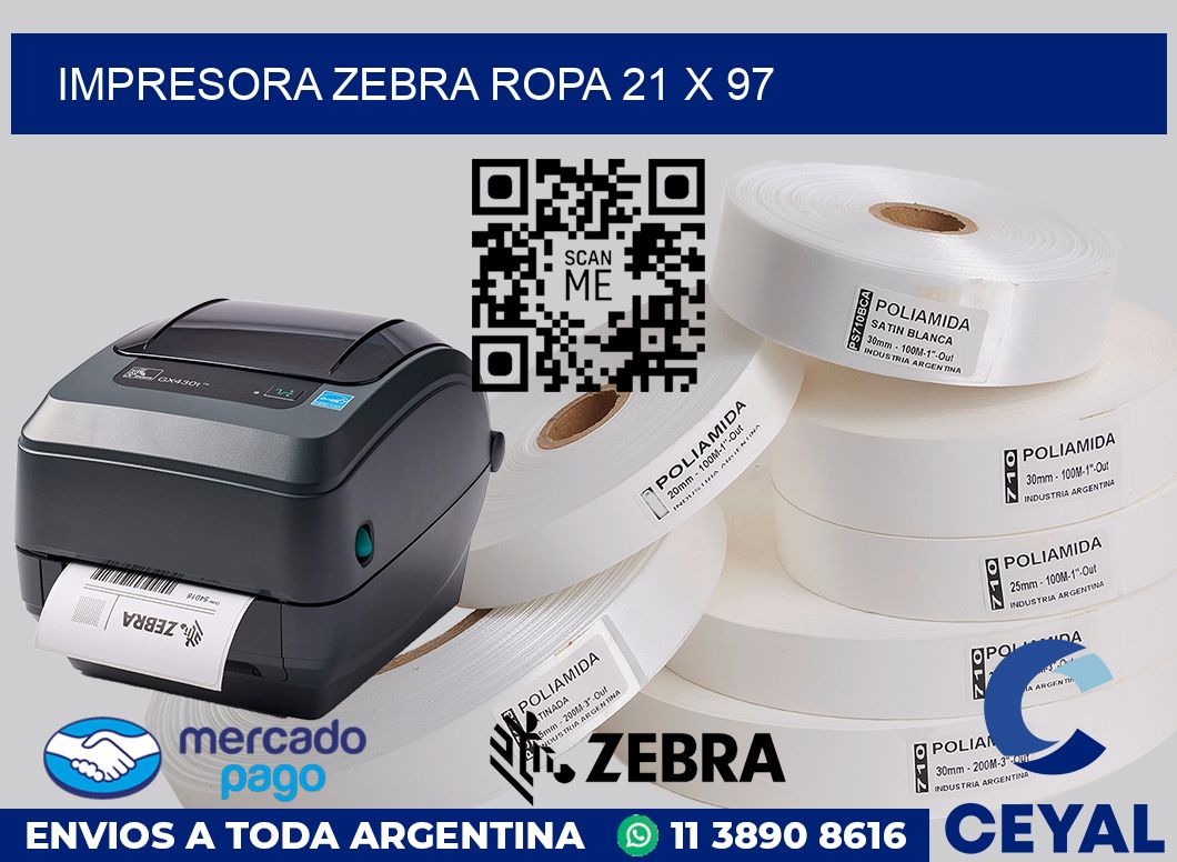 Impresora Zebra ropa 21 x 97