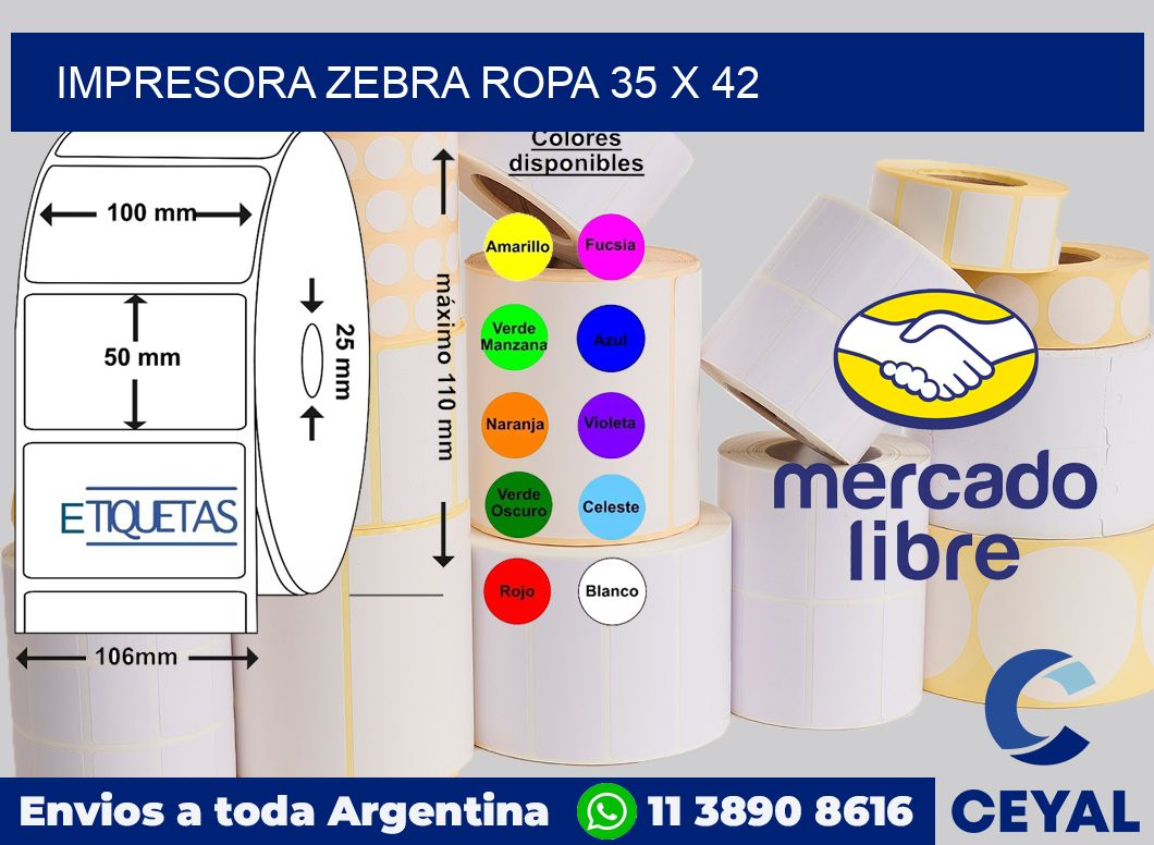 Impresora Zebra ropa 35 x 42