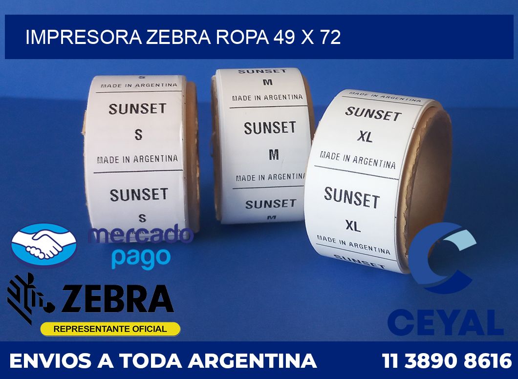 Impresora Zebra ropa 49 x 72