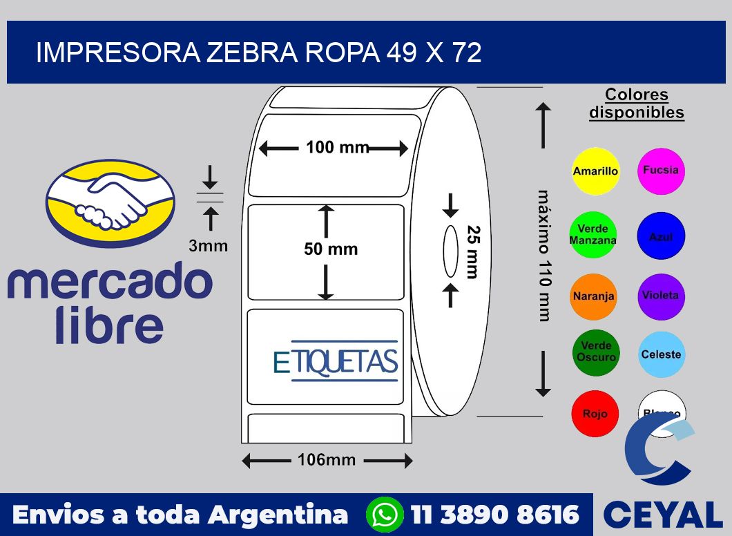 Impresora Zebra ropa 49 x 72
