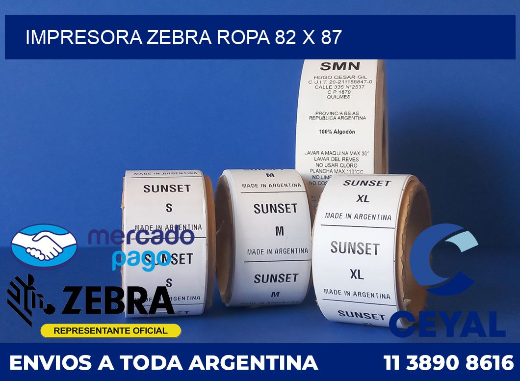 Impresora Zebra ropa 82 x 87