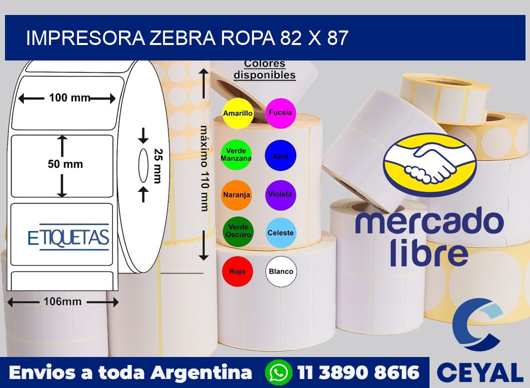 Impresora Zebra ropa 82 x 87