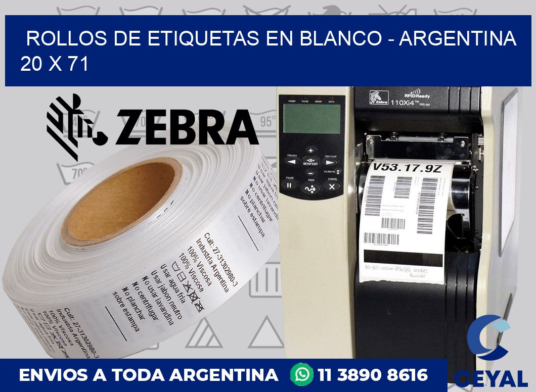 Rollos de etiquetas en blanco – Argentina 20 x 71