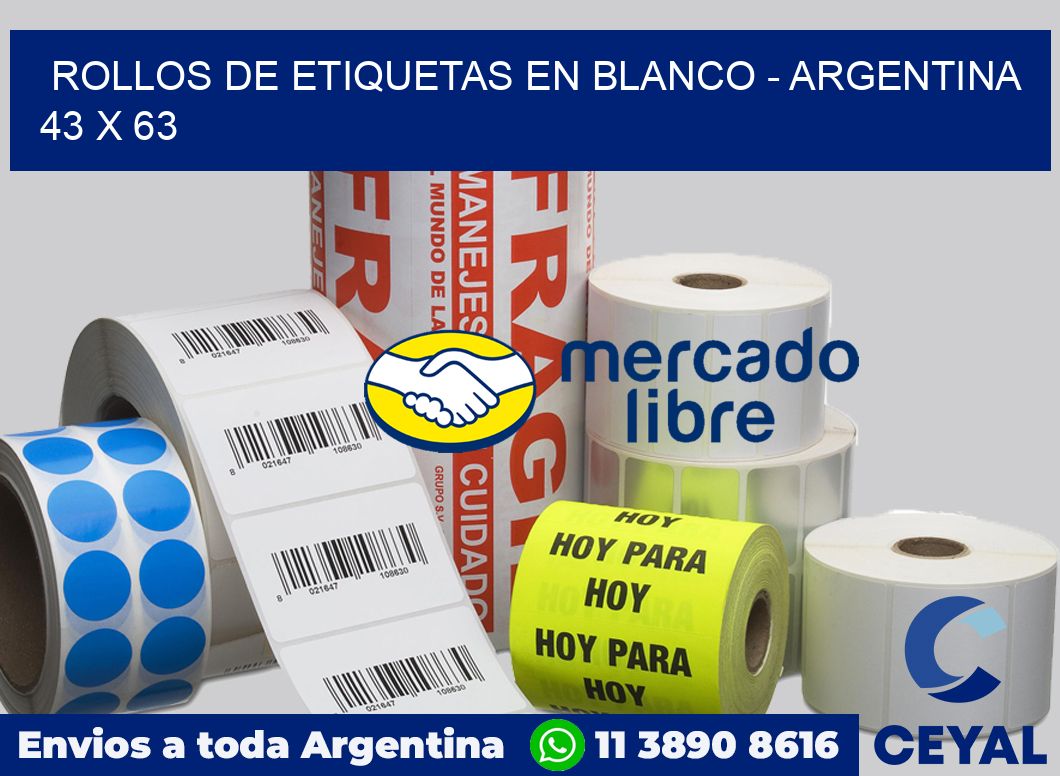 Rollos de etiquetas en blanco - Argentina 43 x 63