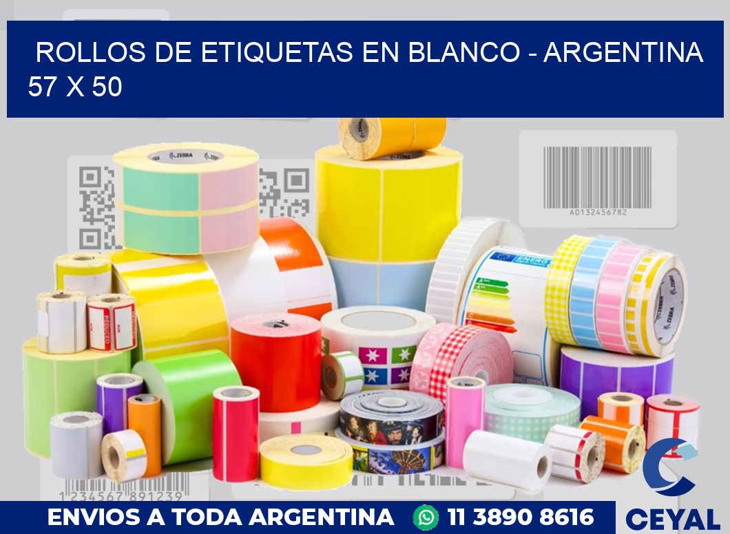 Rollos de etiquetas en blanco – Argentina 57 x 50