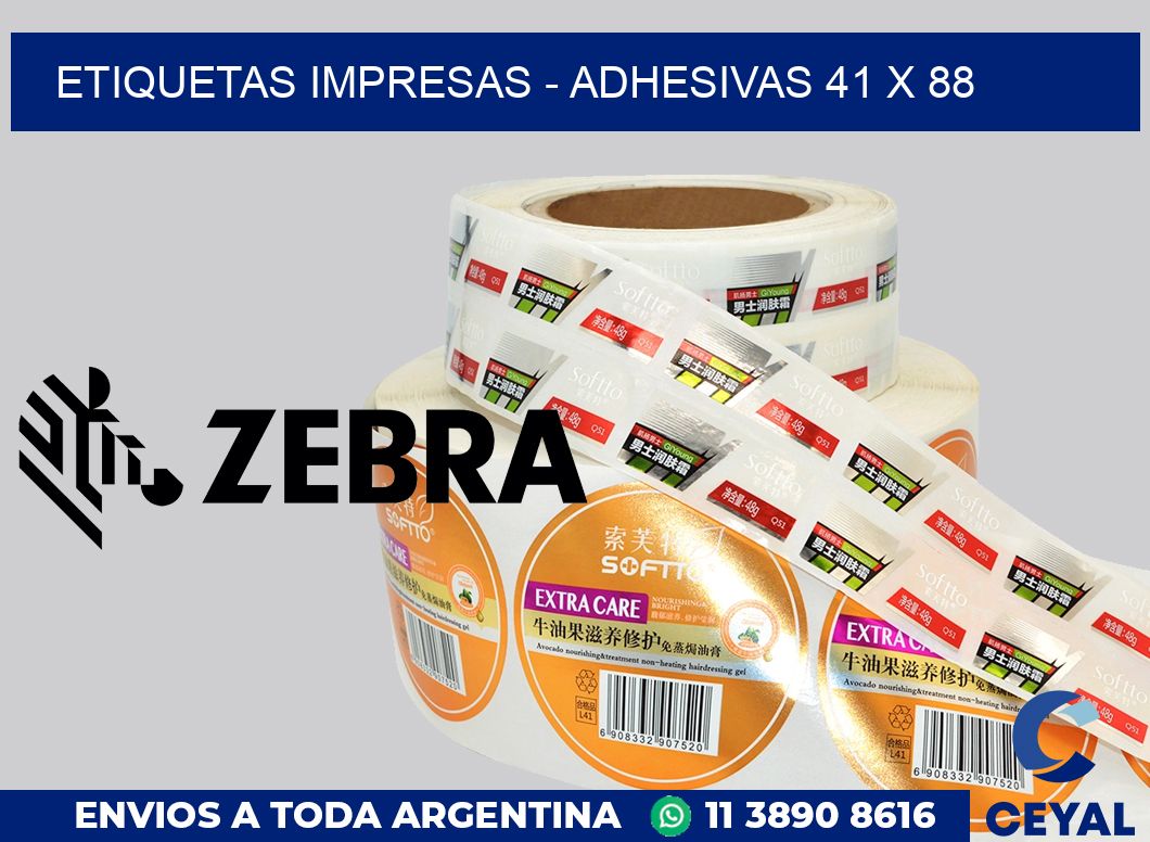 etiquetas impresas - Adhesivas 41 x 88