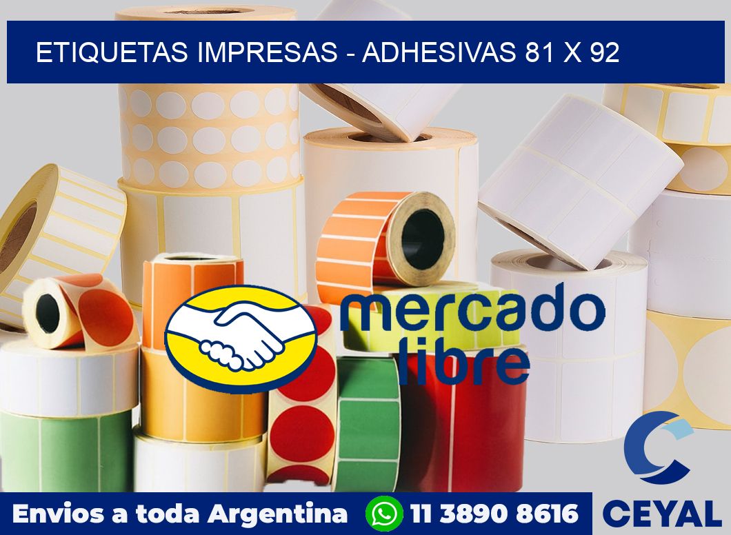 etiquetas impresas - Adhesivas 81 x 92