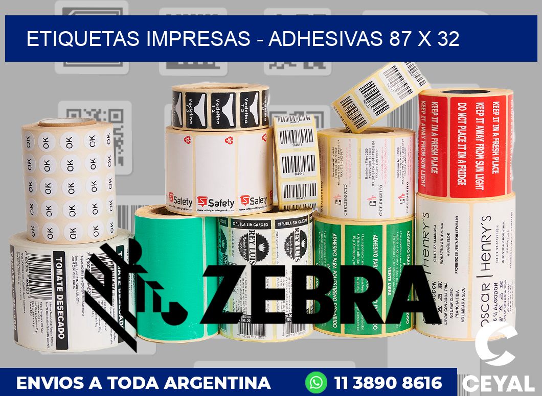 etiquetas impresas - Adhesivas 87 x 32