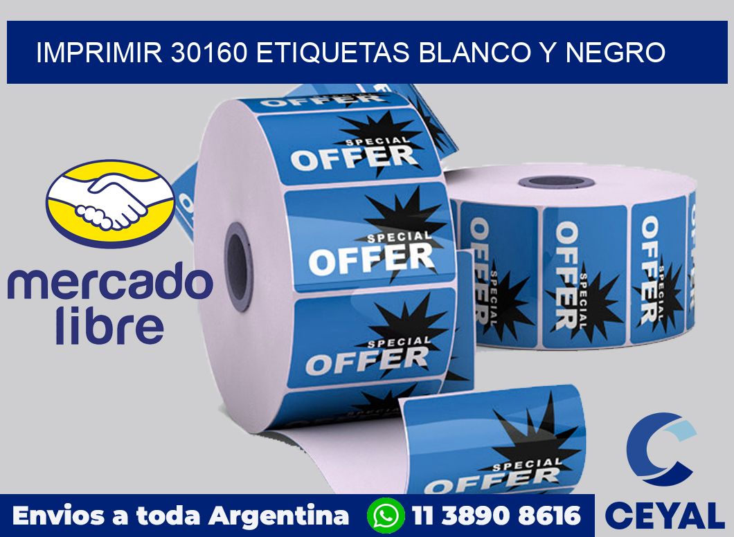imprimir 30160 etiquetas blanco y negro