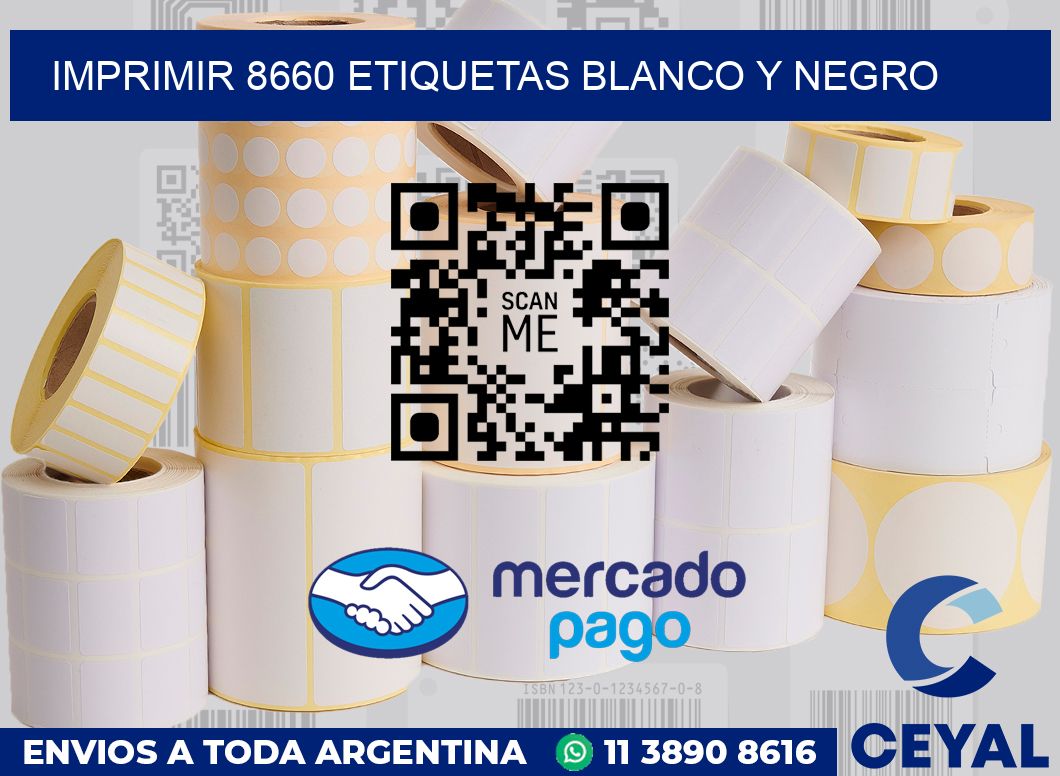 imprimir 8660 etiquetas blanco y negro