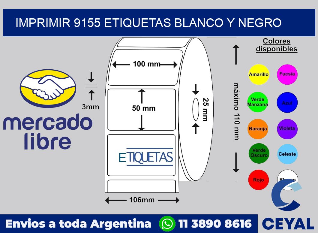 imprimir 9155 etiquetas blanco y negro