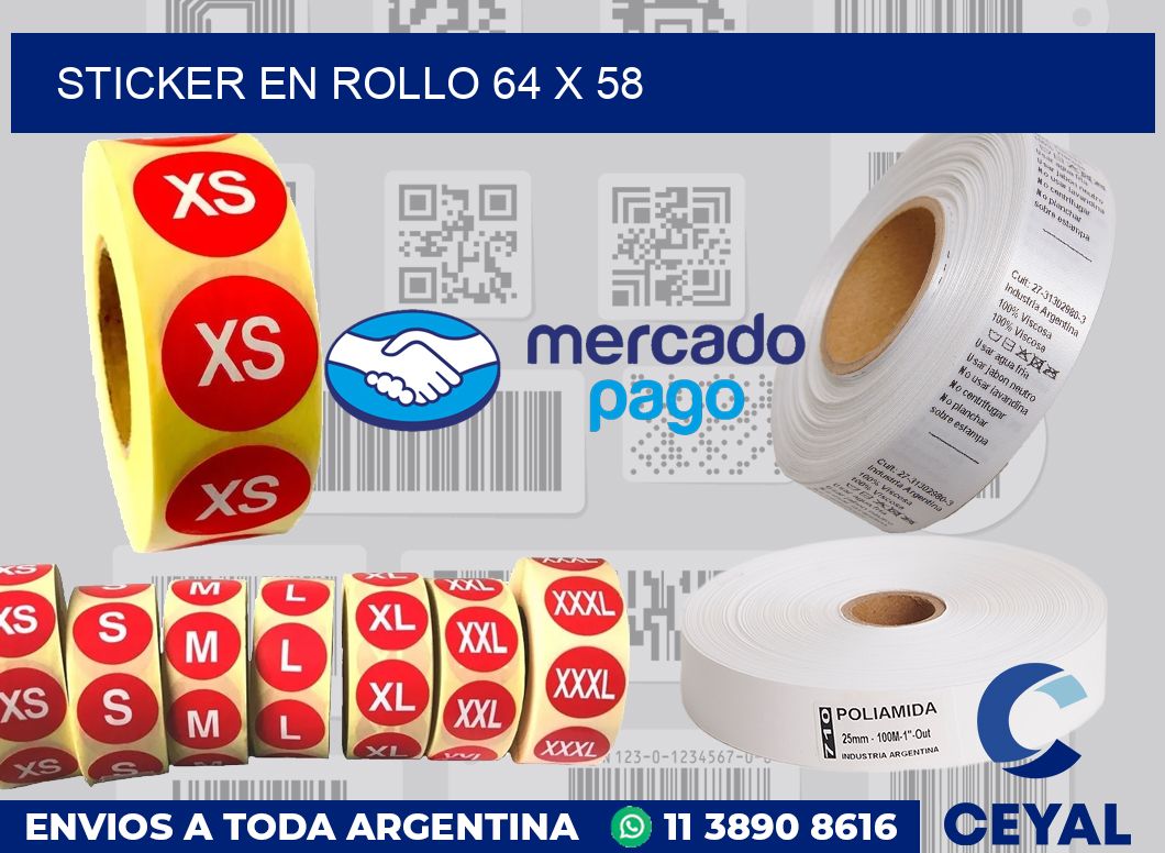 sticker en rollo 64 x 58