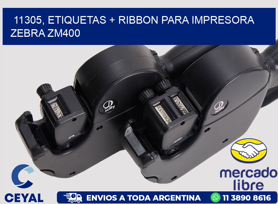 11305, etiquetas + ribbon para impresora zebra ZM400
